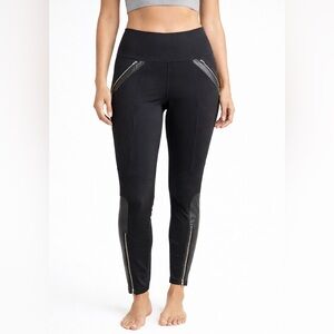 Athleta Black Leggings with Sleek Zipper Details